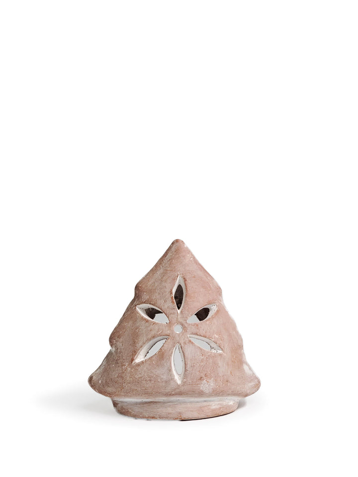 Detailed tree design on a terracotta tea light lantern