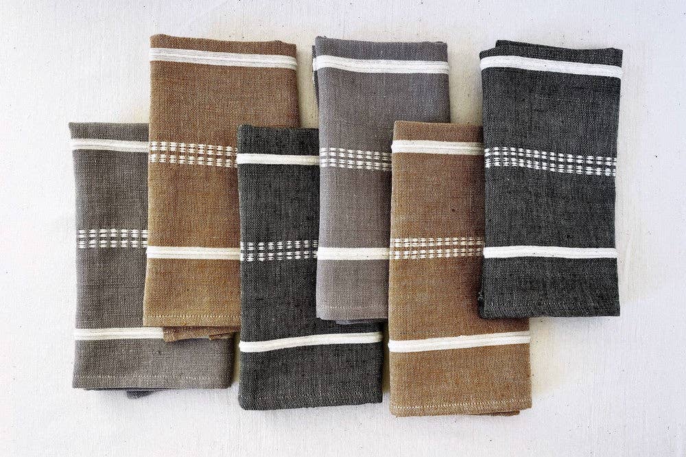 Handwoven Ethiopian cotton dinner napkins, set of two, 20 by 20 inches each.