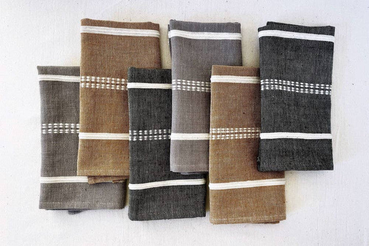Handwoven Ethiopian cotton dinner napkins, set of two, 20 by 20 inches each.