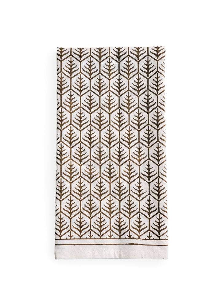 Screen-printed natural cotton tea towels, tree pattern, ideal for kitchen or as gift wrap