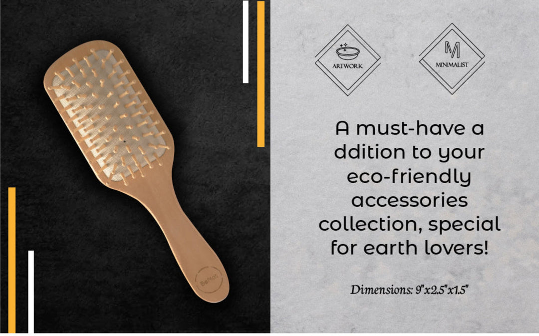 Bamboo detangling hair brush with a natural bamboo handle and flexible bristles for gentle hair detangling.