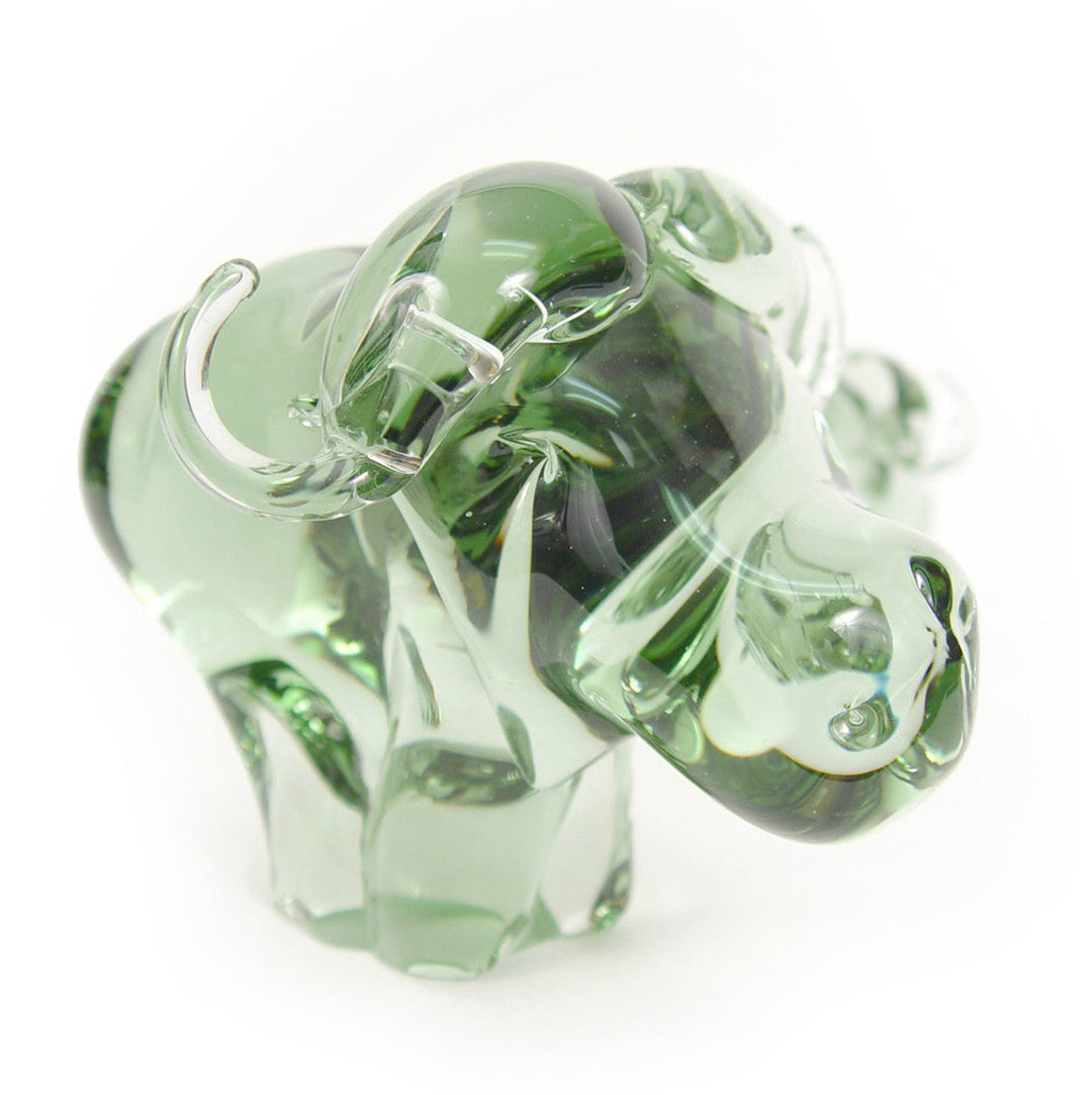 Handblown recycled-glass buffalo figurine, an eco-friendly animal sculpture.