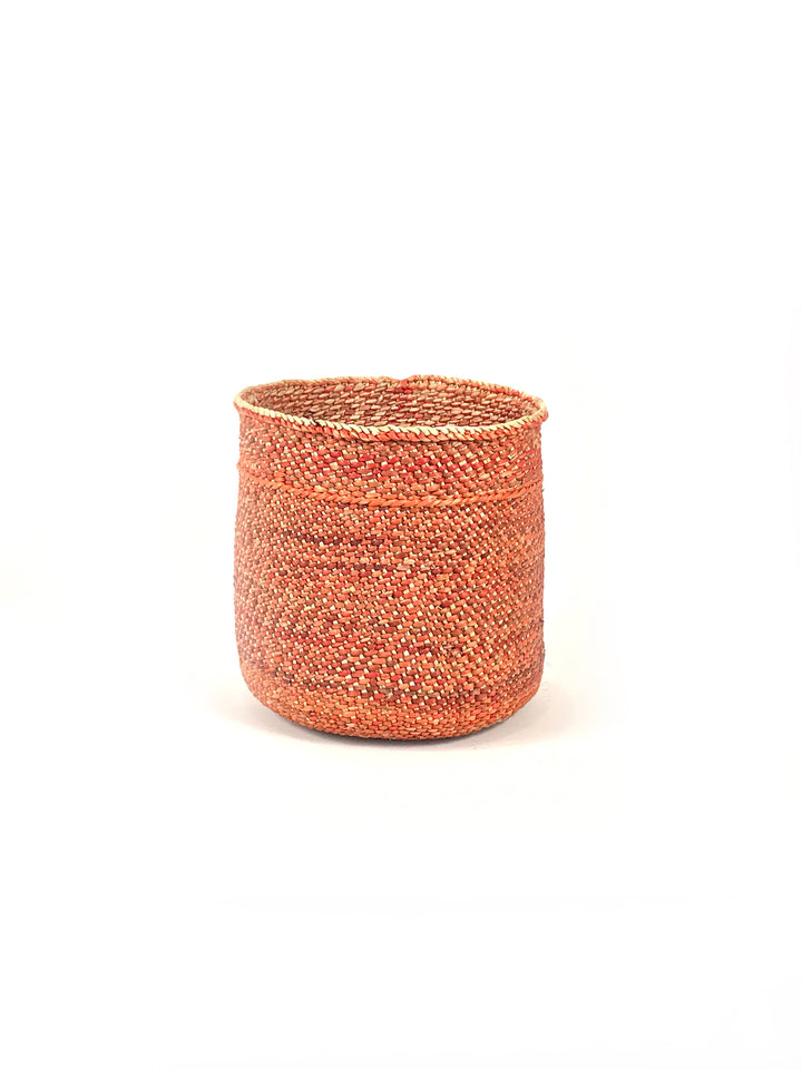 Auburn Iringa basket, detail of terracotta dyed grass with pale natural fiber woven through