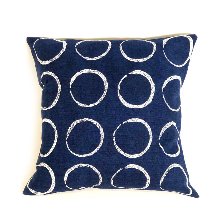 Circles sadza pillow cover, geometric cotton design in a vibrant colorway, 18x18 inches.