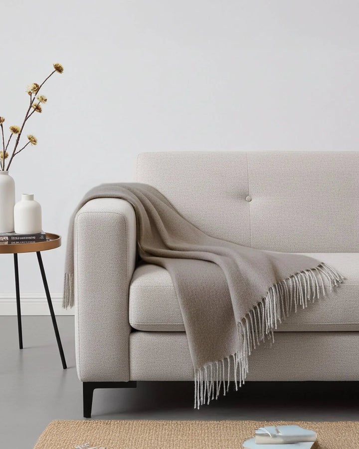 Handwoven Baby Alpaca Throw Blanket - Hazelnut
