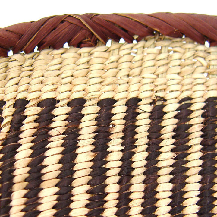 Medium handwoven Tonga basket for shelf or tabletop storage.