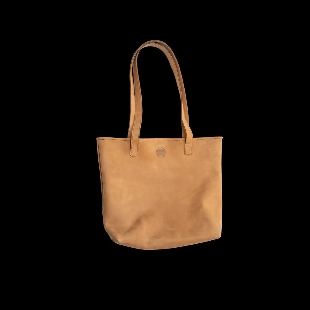 Large full-grain leather tote for shopping, work, or daily carry.