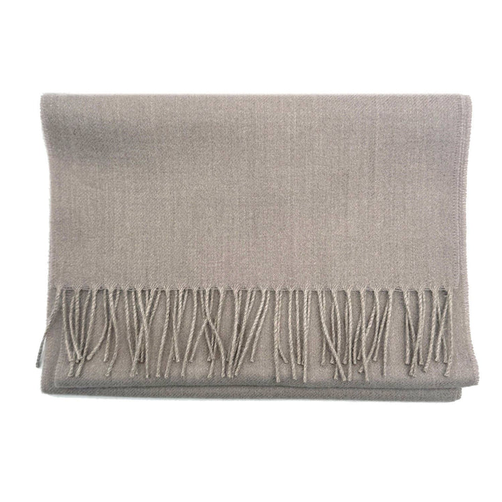 Hazelnut baby alpaca throw, handwoven in Peru from first-shearing fleece.