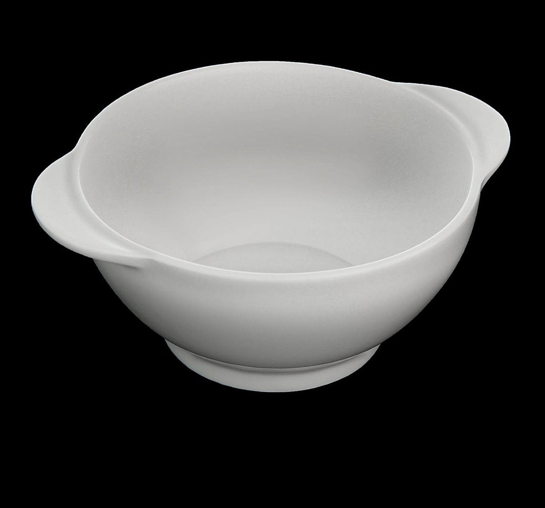 Single-serve porcelain bowl with a round design and bamboo tray.