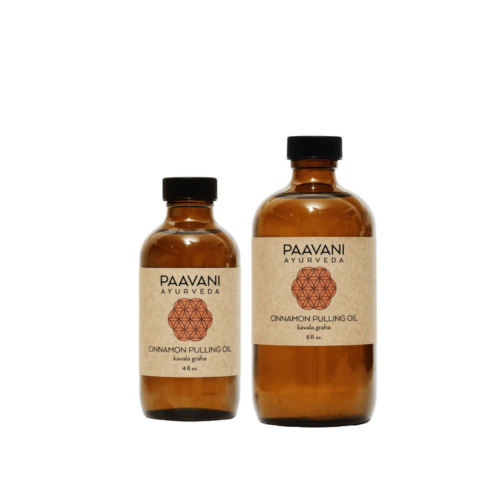 Cinnamon Ayurvedic oil-pulling blend with cinnamon.