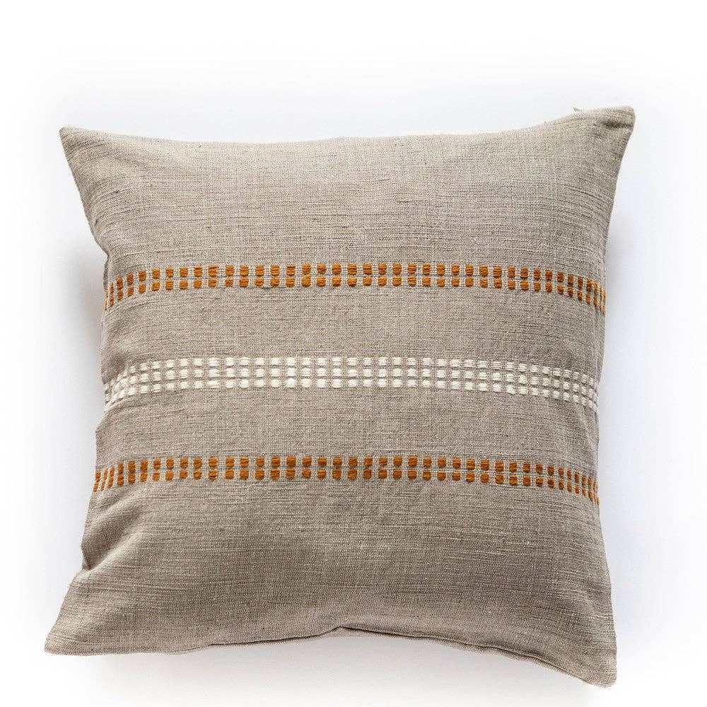 Copper handwoven cotton pillow cover, sized for a 20 inch insert.