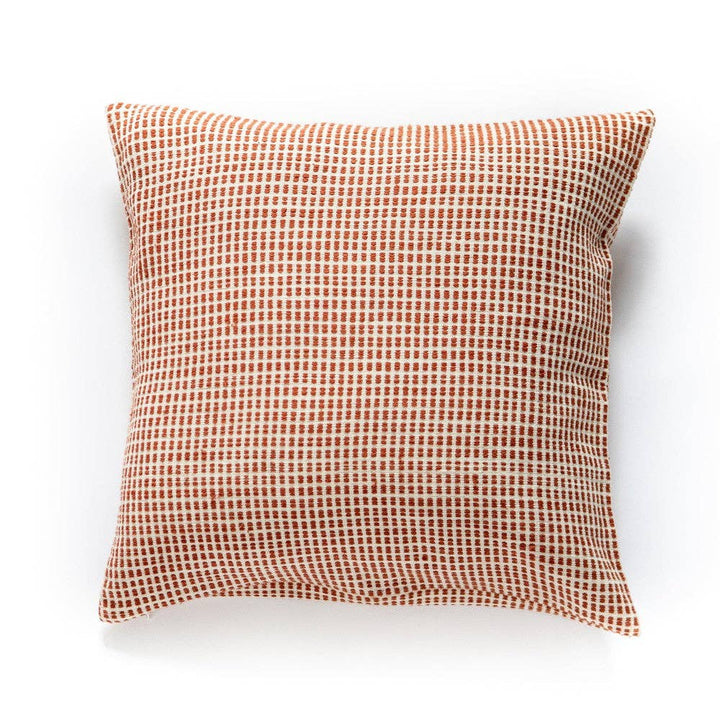 Handwoven Ethiopian cotton throw pillow cover in the Akobo grid weave, 20 by 20 inches.