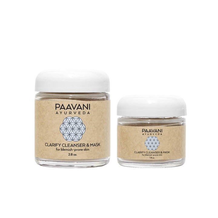Clarify cleanser and mask with French green clay, creamy texture for blemish-prone skin.