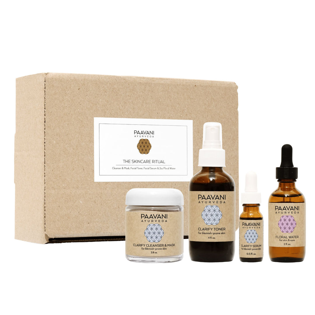 Clarify Ayurvedic skincare ritual products with natural ingredients.