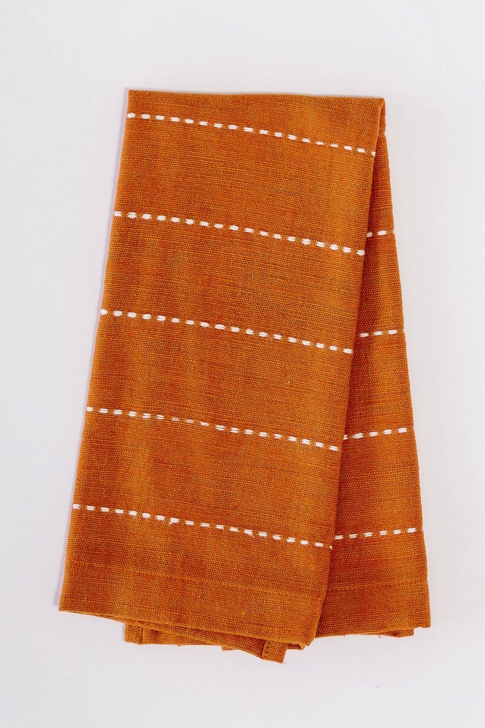 Handwoven Ethiopian cotton tea towel in the Rift Valley weave, 16 by 26 inches.