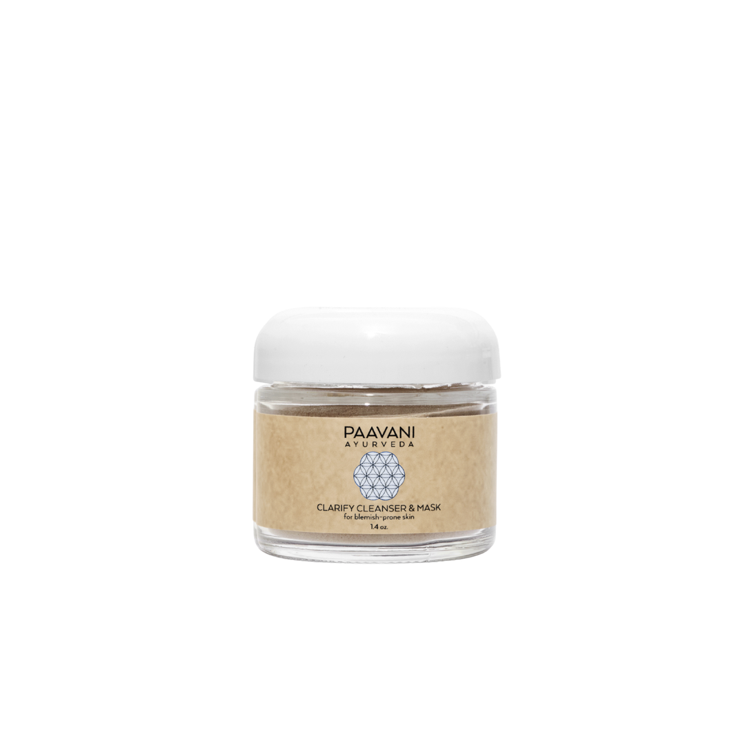 Clarify cleanser and mask with French green clay in a jar.