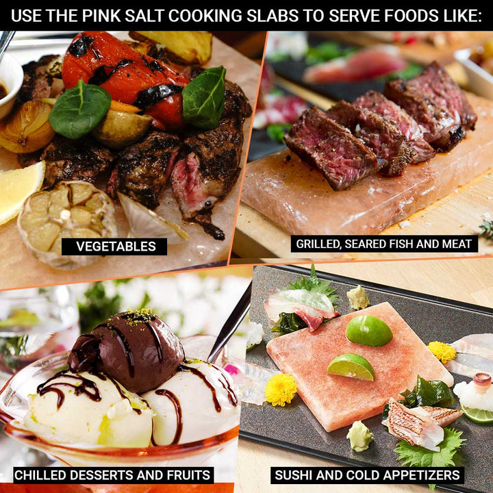 Himalayan pink salt cooking plate, a natural salt slab for grilling and serving food.