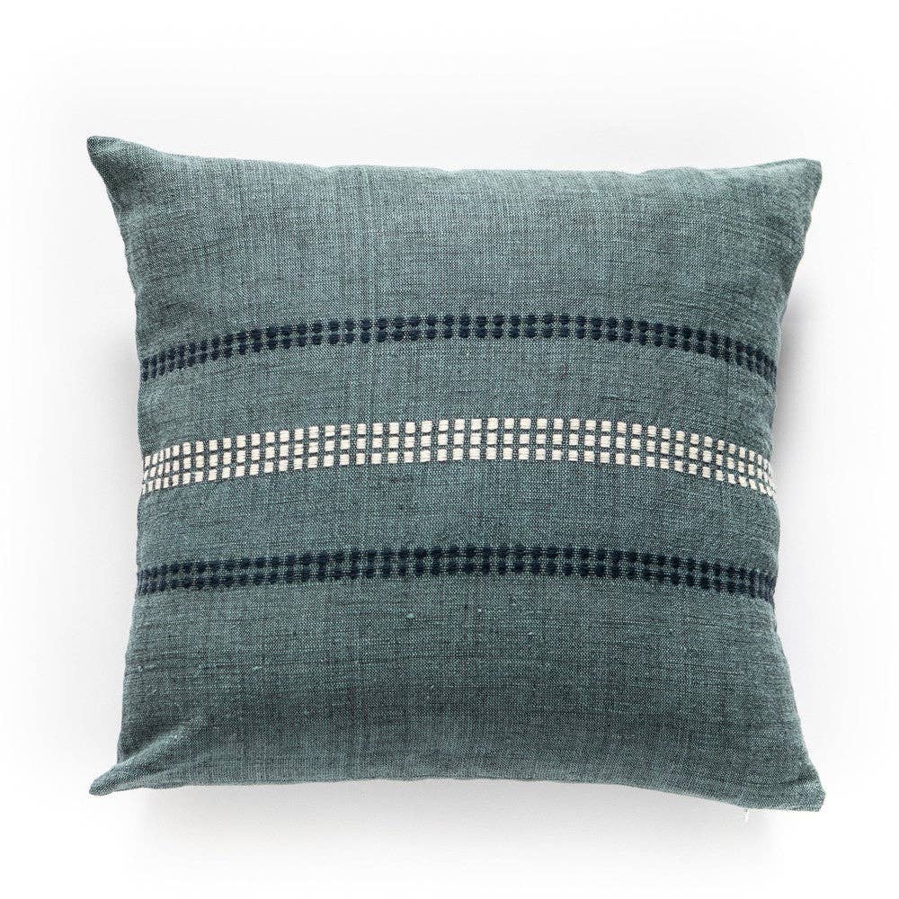 Handwoven cotton throw pillow cover in copper, natural fiber only.