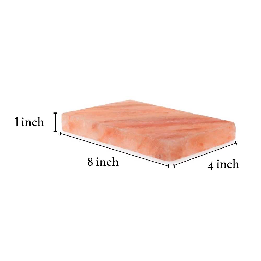Himalayan pink salt cooking plate, a natural salt block with a textured surface.
