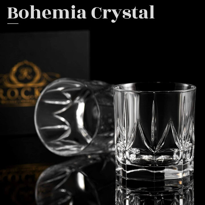 Handcrafted crystal whiskey tumblers with a clear, elegant glass design.