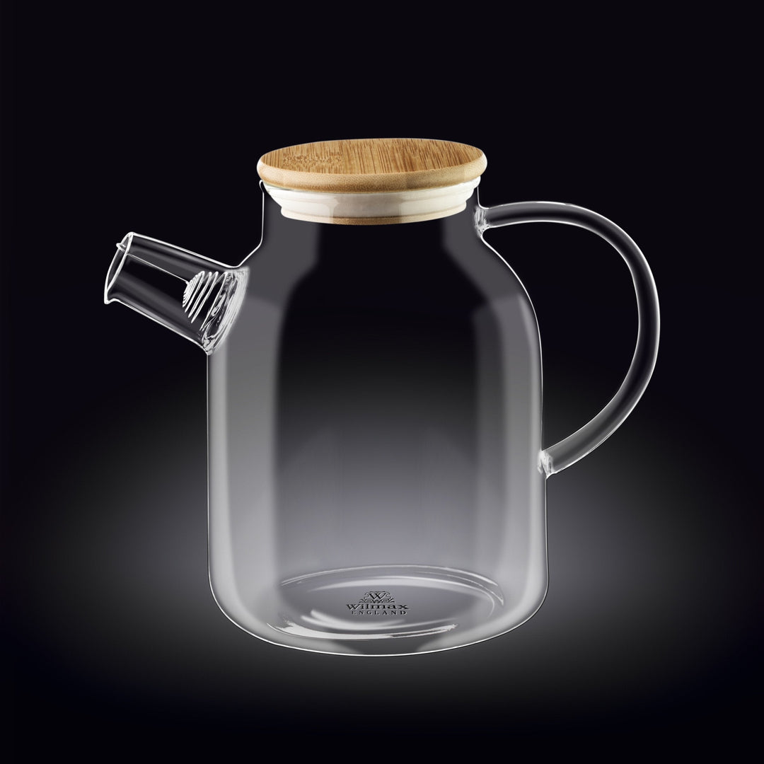 Large 54 oz glass teapot with a clear body and lid, for hot tea.