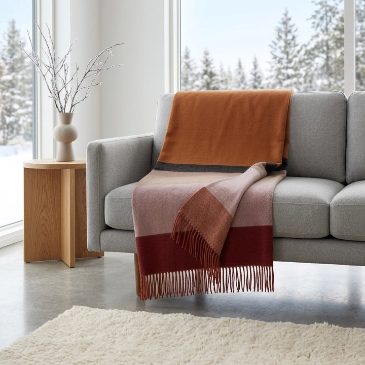 Handwoven Baby Alpaca Throw Blanket - Russet