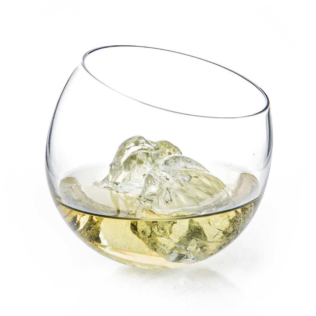 Round recycled glass whiskey tumbler with a clear cylindrical design.
