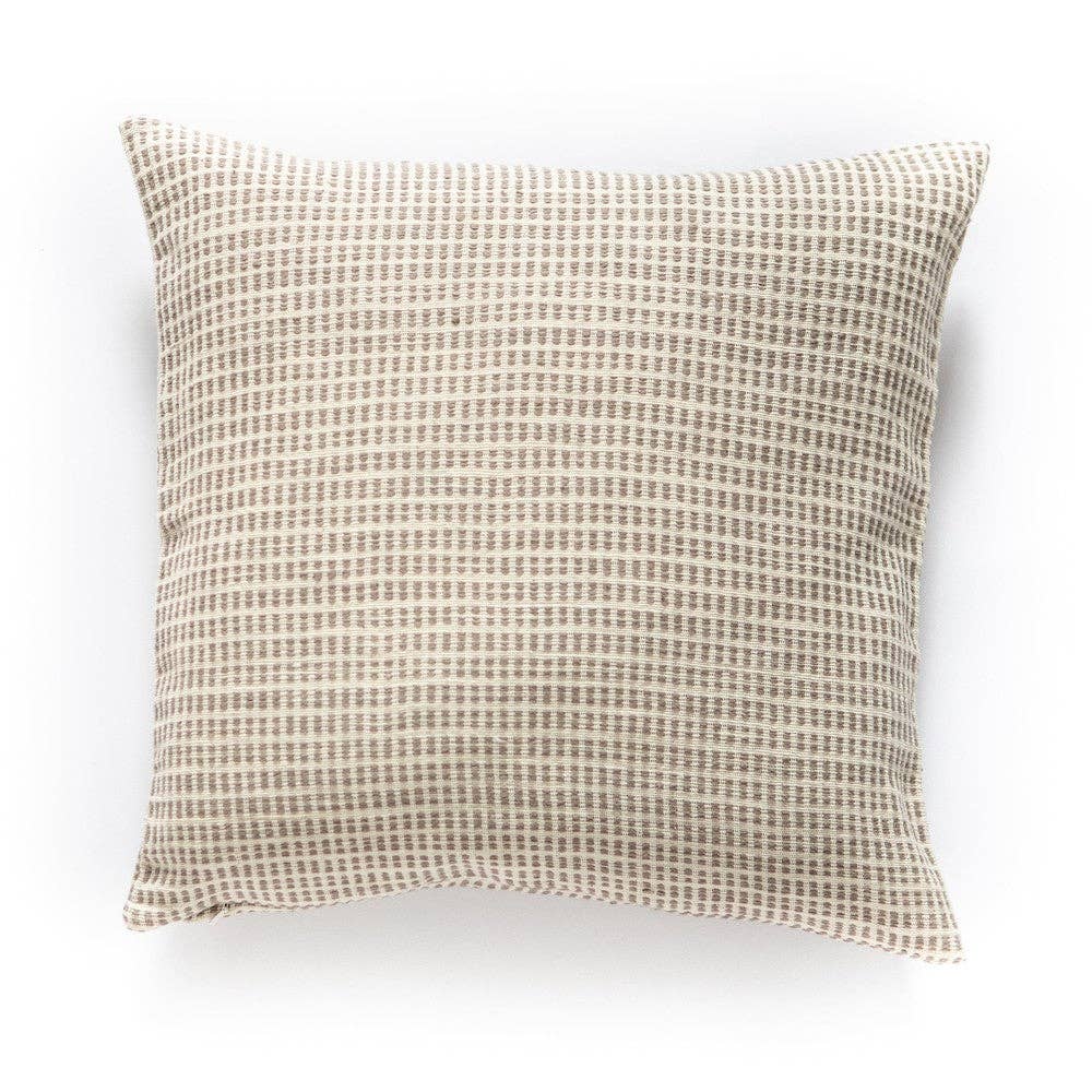 Akobo cotton pillow cover, hand spun and hand loomed in Ethiopia.