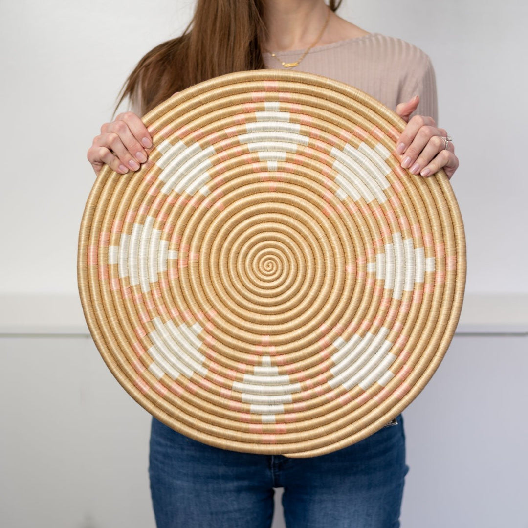 Blush Neri flat woven sisal wall hanging with a soft textured weave.
