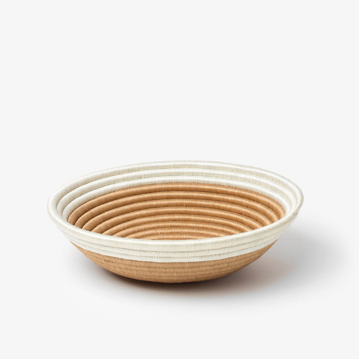 Medium Aura woven bowl with a white rim band over natural sisal.