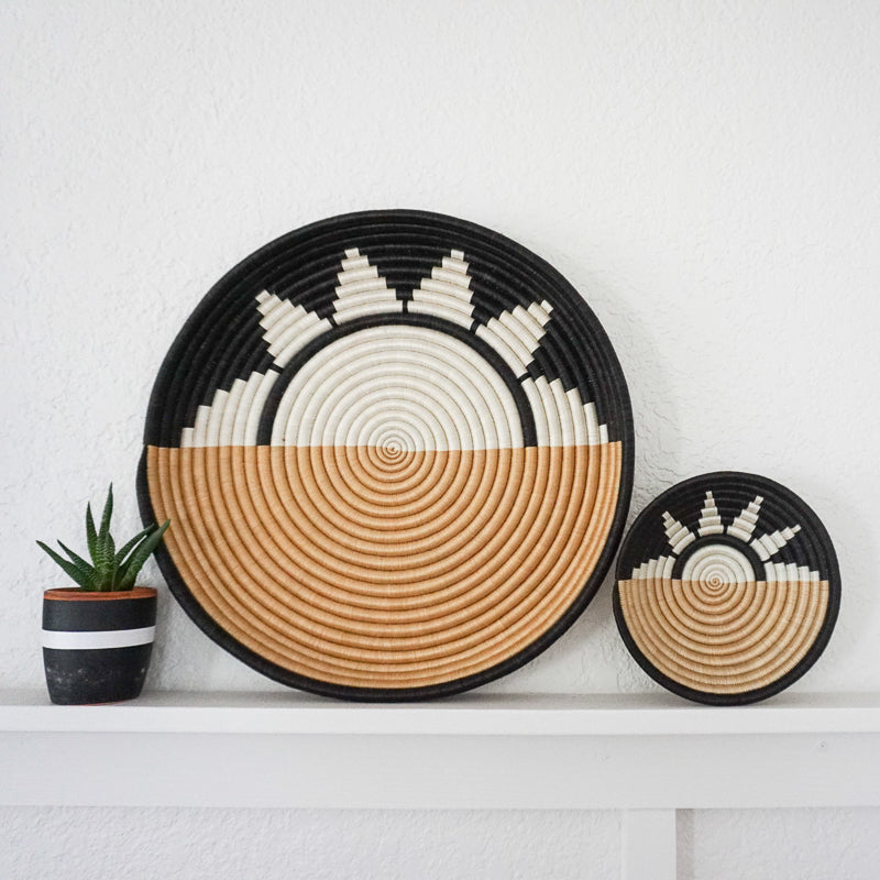 Zubita woven bowl in black sisal, shown on a white background.