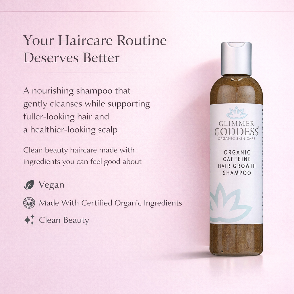 Organic caffeine shampoo with herbal ingredients.