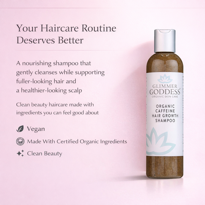 Organic caffeine shampoo with herbal ingredients.