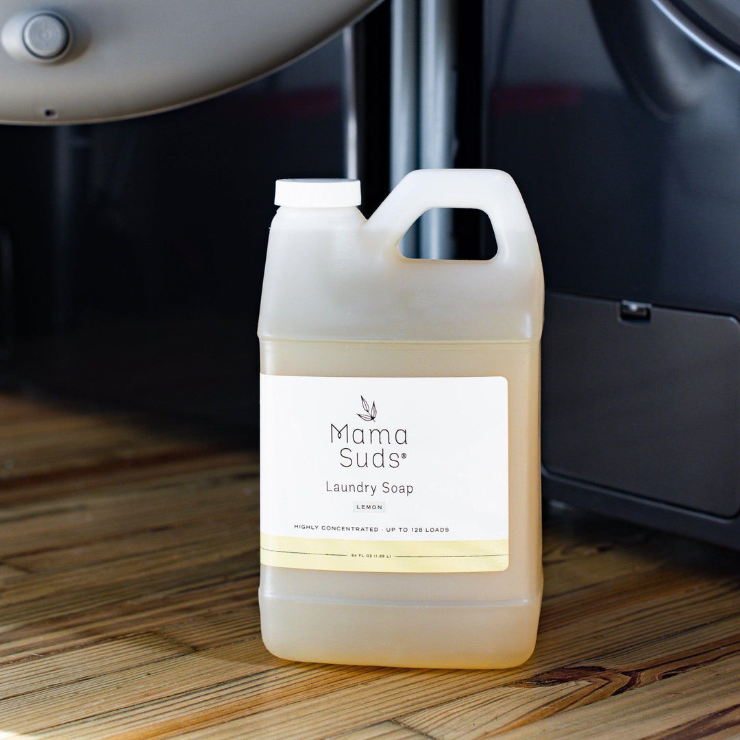 Ultra-clean laundry soap bottle with label and cap.