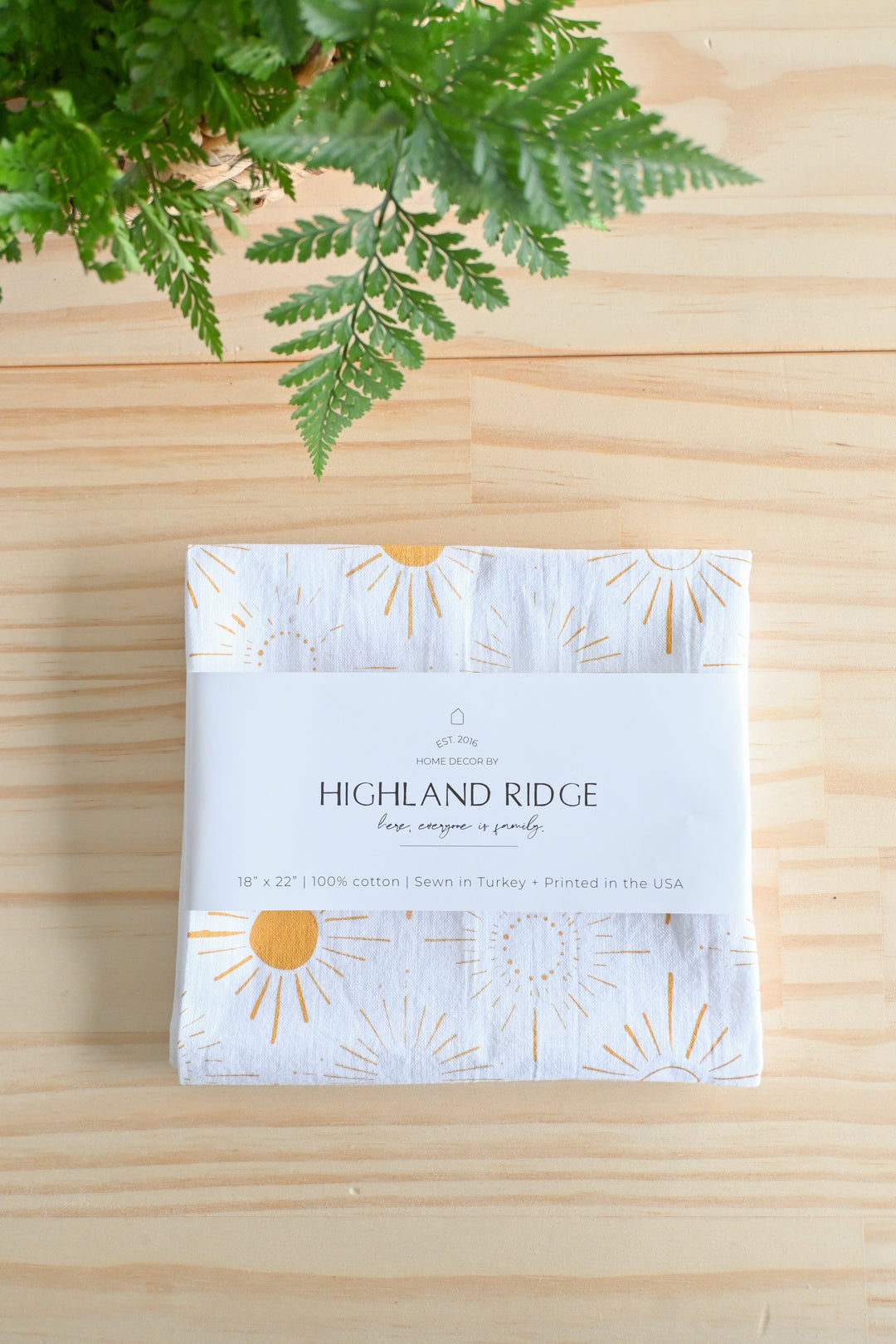 Sundance tea towel with a soft watercolor pattern on cotton.