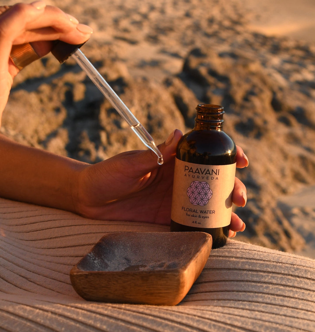 Wooden facial mixing bowl and spoon set for skincare.