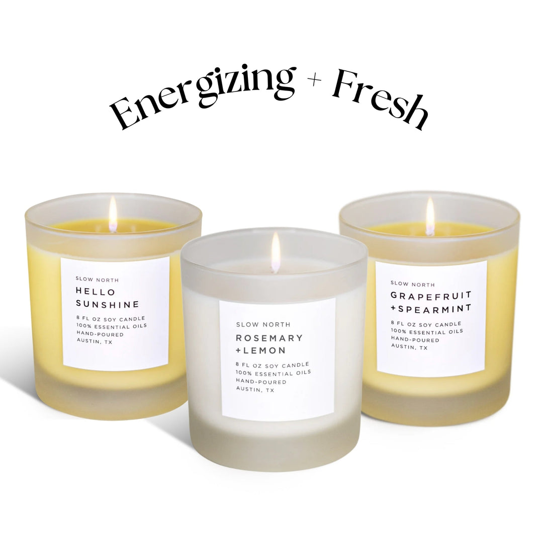 Fresh Citrus Candle Trio with three citrus-scented soy candles for a bright, refreshing ambiance.