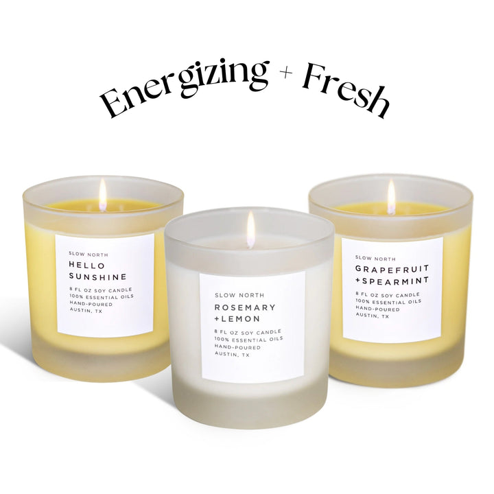 Fresh Citrus Candle Trio with three citrus-scented soy candles for a bright, refreshing ambiance.
