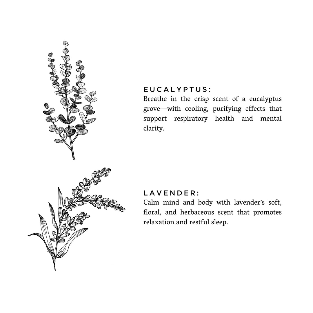 Eucalyptus lavender diffuser bottle shown with reeds inserted.