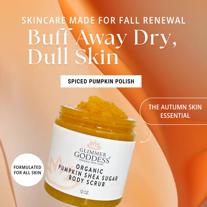 Organic pumpkin sugar body scrub with shea butter in a jar.