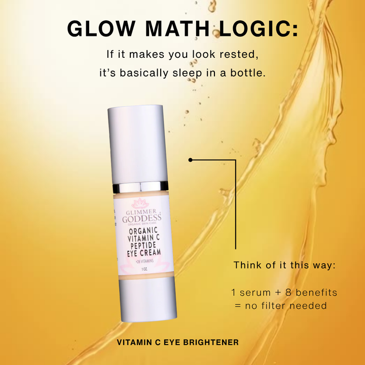 Organic vitamin C eye serum in a dropper bottle for brightening.