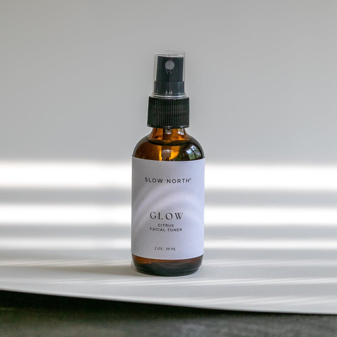 Glow Citrus Refresh toner with a citrus fruit illustration on the label.