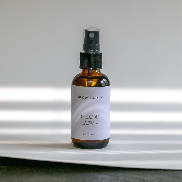 Glow Citrus Refresh toner with a citrus fruit illustration on the label.