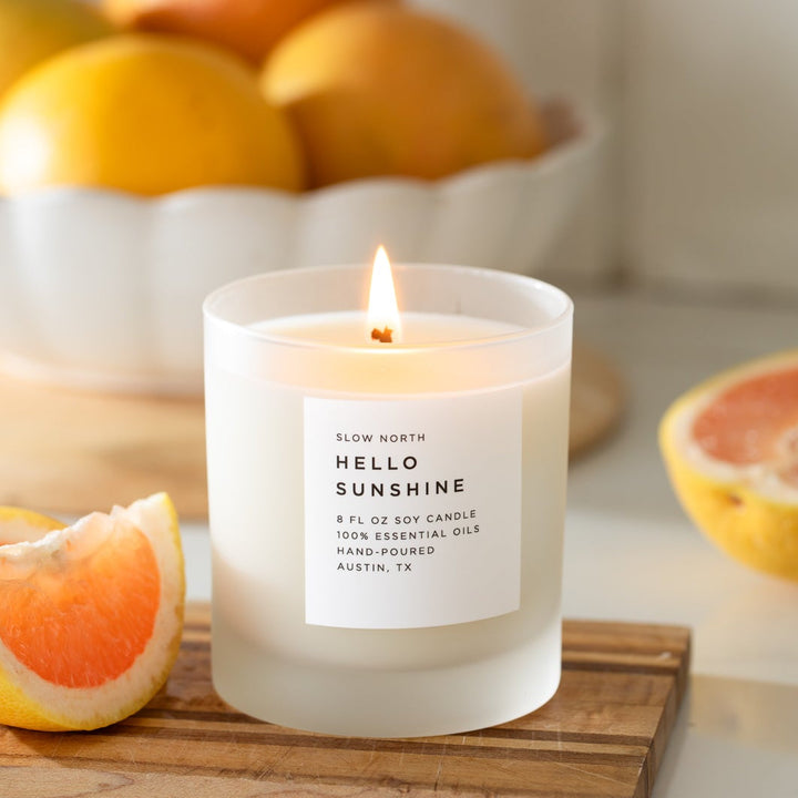 Fresh Citrus Candle Trio with three soy wax candles in citrus essential oil blends.
