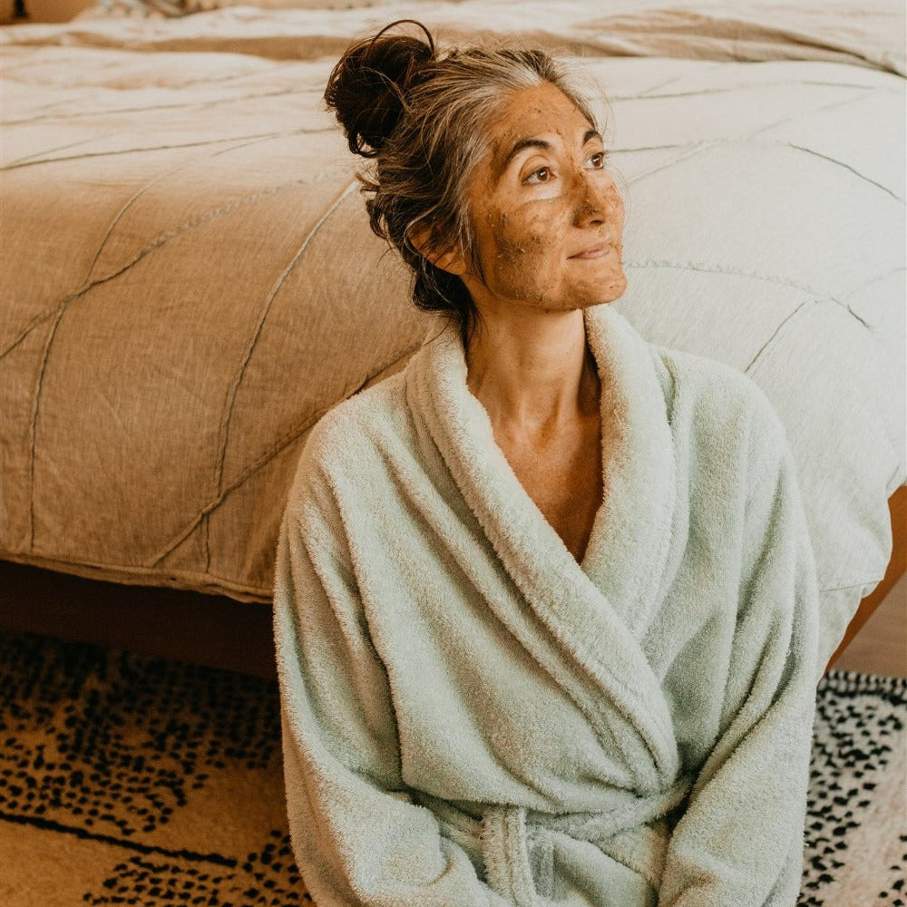 Tridoshic cleanser and mask with bentonite clay in a jar.