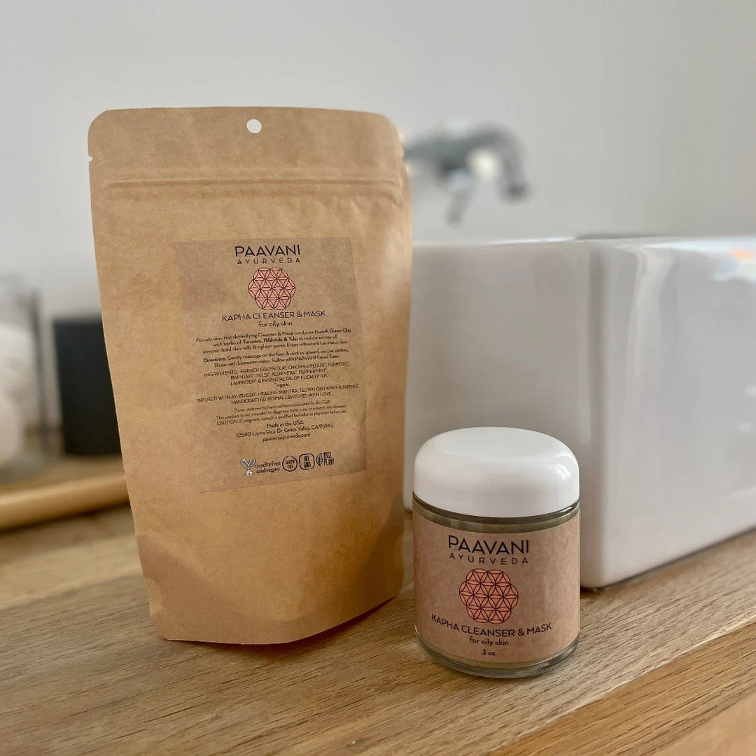 Kapha cleanser and mask with French green clay for oily skin.