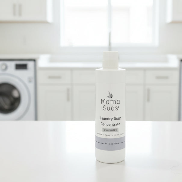 Laundry soap concentrate refill bottle, showing the product label.