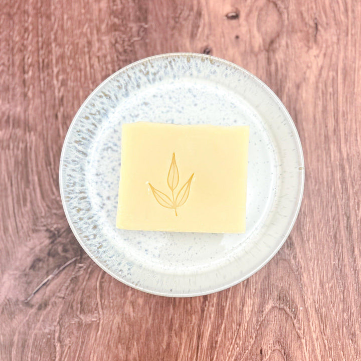 Pure castile solid dish soap bar with a textured surface.
