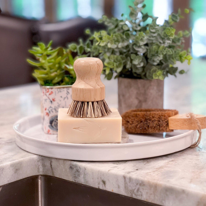 Pure castile solid dish soap bar with minimal packaging.
