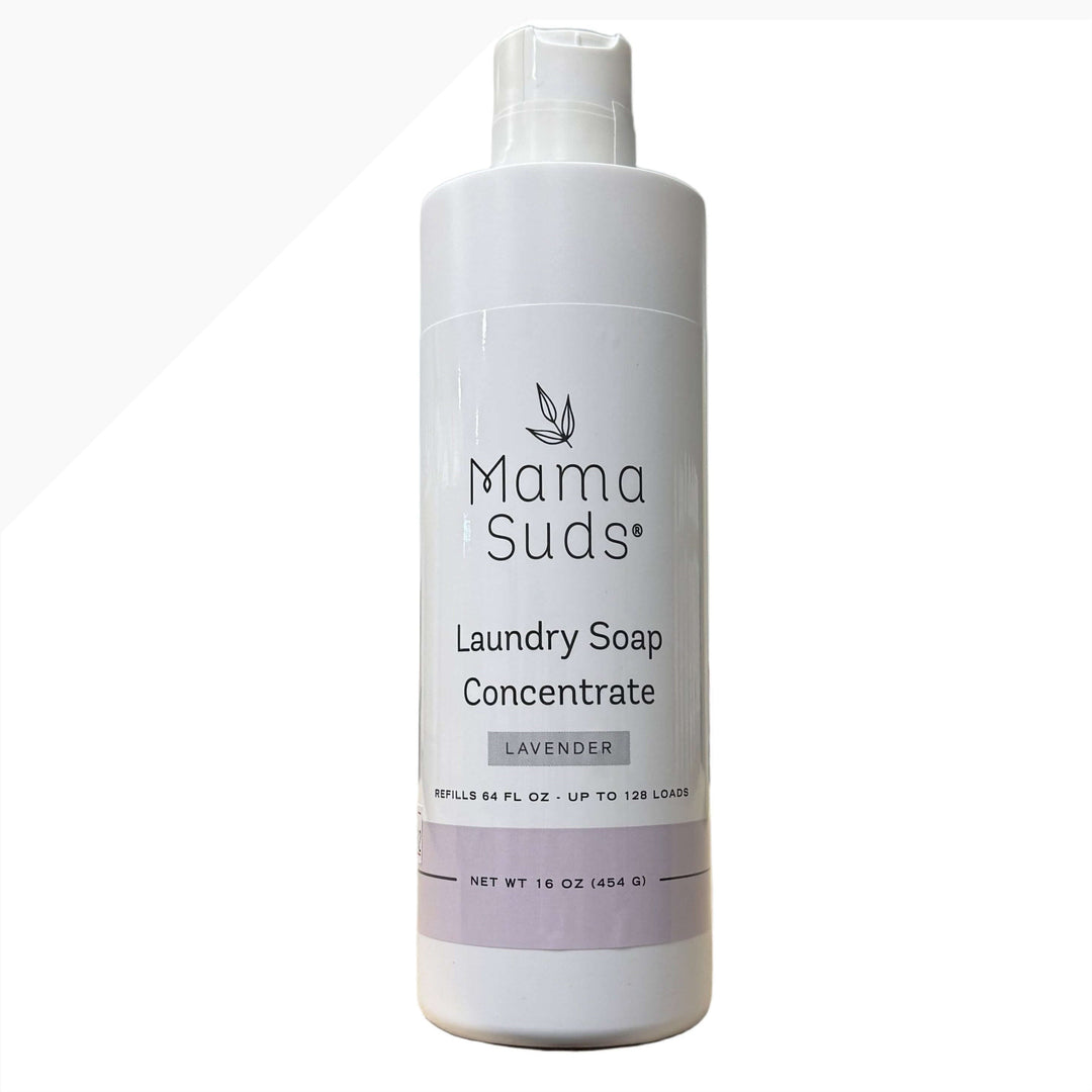 Laundry soap concentrate refill bottle with label.